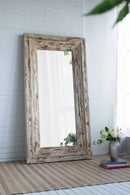 Full Length Rectangle Floor Mirror With Distressed Wood Frame - Brown by HouseOfZazla
