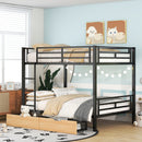 Full Size Convertible Bunk Bed With 2 Drawers Durable - Black by HouseOfZazla