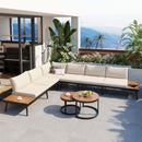 Modern Outdoor Sectional Sofa Set With Nesting Coffee Tables by HouseOfZazla