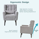 Modern Accent Chair, Arm Chairs For Living Room, Upholstered Mordern Armchair, Comfy Soft Padded Lounge Chair In Small Space, Bedroom, With Pillow, Solid Wood Leg
