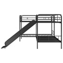 Mission Style Twin Size L-Shaped Bunk Bed With Slide And Ladder - Black by HouseOfZazla