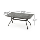 Celestine Outdoor Cast Aluminum Dining Table with Floral Lattice Design and Umbrella Holder by HouseOfZazla