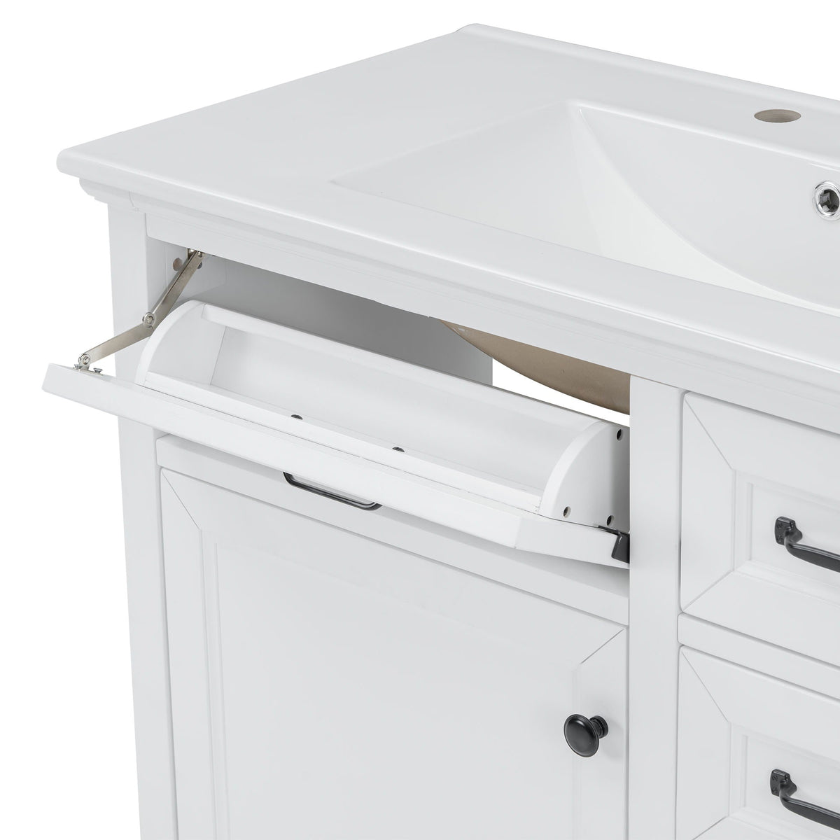 36" Bathroom Vanity With Sink, 2 Tip-Out Drawers, Soft Close Hinges, photo 9 of 40