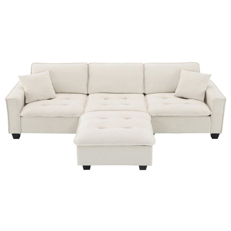 Walker Edison | Modern Cloud Sectional L Shape Couch w Ottoman