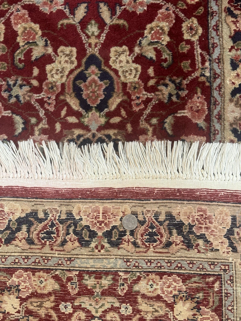Short Runner Rug 2x6, Fine 200 KPSI, Red Floral Medallion, Wool and Silk Highlights, Persian Runner Rug, Traditional, Sino Persian