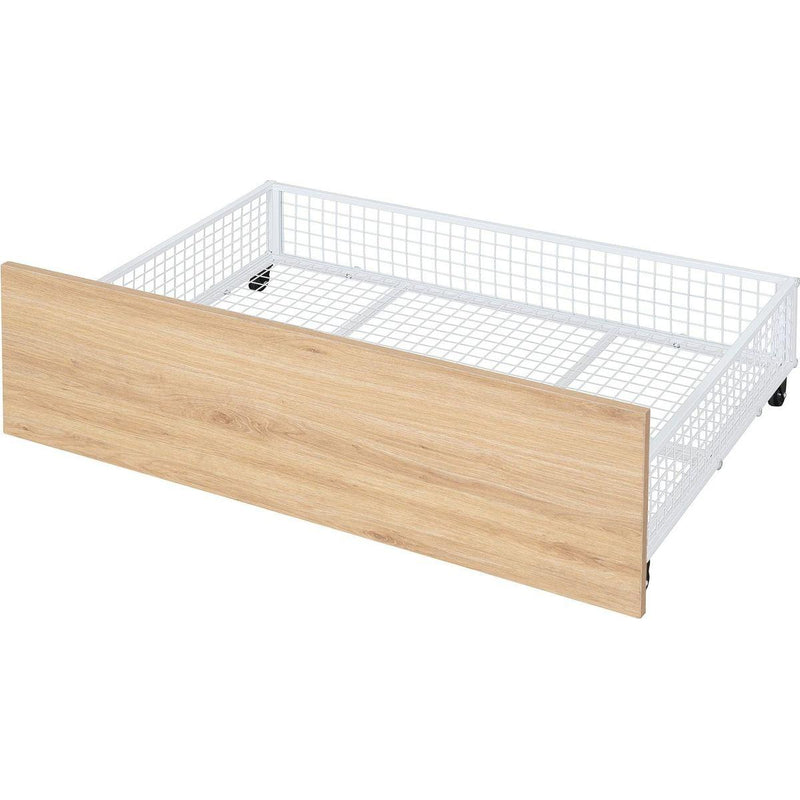 Twin Size Metal House Bed with Two Drawers, White