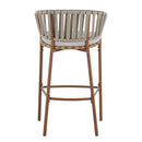 Lodi Outdoor Metal Rope Barstool, Teak Finished Frame and Beige Cushion, Set of 4 by HouseOfZazla