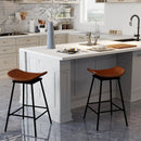 Set of 2 Swivel Barstools Faux Leather Upholstered Backless with Footrest by LJGDeals