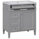 30" Bathroom Vanity with Top Sink, Modern Bathroom Storage Cabinet with 2 Drawers and a Tip-out Drawer, Single Sink Bathroom Vanity