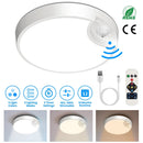 Rechargeable Motion Sensor Ceiling Light Dimmable LED Ceiling Light with Remote Timer 3 Light Colors 3 Modes for Stairs Garage Bathroom