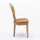French Style Solid Wood Frame Antique Painting, Hand-Pulled Buckle Decoration Artificial Dining Chair With Nailhead Trim, Wood Legs by HouseOfZazla