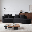 Upholstered Oversized Sectional Sofa, 4 Seater Extra Deep & Wide Curved Cloud Couch With 4 Throw Pillows For Living Room - Black by HouseOfZazla