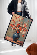Cherry Blossom Oil Painting – Impressionist Floral Vase Wall Art