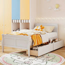 Twin Size Sleigh Bed with 2 Storage Drawers Wood Platform Bed Frame by LJGDeals