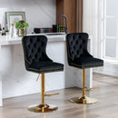 Thick Swivel Barstools Adjusatble Seat Height From 25-33", Modern Upholstered Bar Stools With Backs Comfortable Tufted For Home Pub And Kitchen Island (Set of 2)