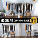 115 in. Galvanized Wall Mounted Clothing Rack, Triple