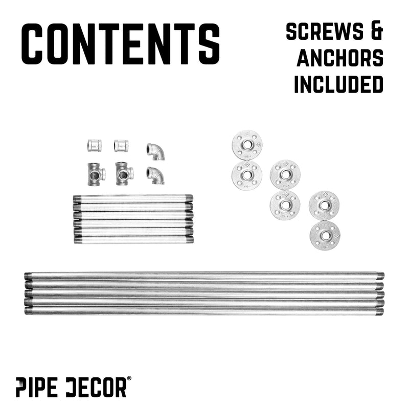 41 in. Galvanized Wall Mounted Clothing Rack, Single