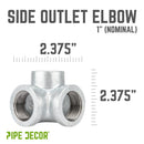 1 in. Galvanized Side Outlet Elbow by PIPE DECOR