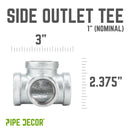 1 in. Galvanized Iron Side Outlet Tee by PIPE DECOR