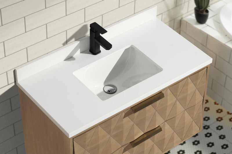 Diamond 36" Floating Bathroom Vanity White Oak