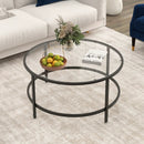 36 Inch Round Coffee Table with Tempered Glass Tabletop by LJGDeals