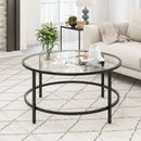 36 Inch Round Coffee Table with Tempered Glass Tabletop by LJGDeals