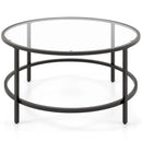 36 Inch Round Coffee Table with Tempered Glass Tabletop by LJGDeals