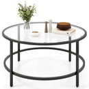 36 Inch Round Coffee Table with Tempered Glass Tabletop by LJGDeals
