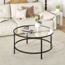 36 Inch Round Coffee Table with Tempered Glass Tabletop by LJGDeals