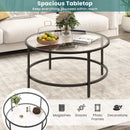 36 Inch Round Coffee Table with Tempered Glass Tabletop by LJGDeals