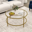 36 Inch Round Coffee Table with Tempered Glass Tabletop by LJGDeals