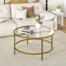 36 Inch Round Coffee Table with Tempered Glass Tabletop by LJGDeals