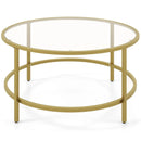 36 Inch Round Coffee Table with Tempered Glass Tabletop by LJGDeals