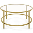 36 Inch Round Coffee Table with Tempered Glass Tabletop