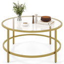 36 Inch Round Coffee Table with Tempered Glass Tabletop