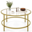 36 Inch Round Coffee Table with Tempered Glass Tabletop by LJGDeals