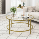 36 Inch Round Coffee Table with Tempered Glass Tabletop by LJGDeals