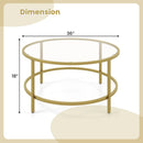 36 Inch Round Coffee Table with Tempered Glass Tabletop by LJGDeals