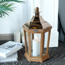 17'' H Wood Metal Hexagon Candle Holder Decorative Hanging Lanterns by JHY DESIGN