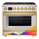 36 Inch Freestanding Custom Gas Range with 6 Sealed Burners Cooktop, Rapid Convection Oven, Natural Gas/LP Convertible - AK-G36N05A-1