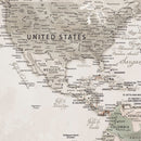 Personalized World Map Canvas Print – Custom Push Pin Travel