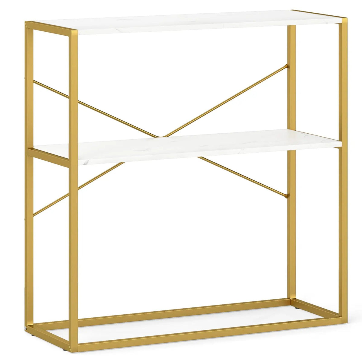36" Console Table 2-Tier Entryway Table with Wooden Open Shelves and Metal Frame, photo 8 of 16