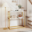 36" Console Table 2-Tier Entryway Table with Wooden Open Shelves and Metal Frame by LJGDeals