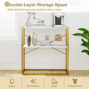 36" Console Table 2-Tier Entryway Table with Wooden Open Shelves and Metal Frame by LJGDeals