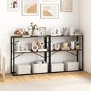 36" Console Table 2-Tier Entryway Table with Wooden Open Shelves and Metal Frame