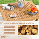 36-Inch Acacia Wood Folding Patio Dining Table with Umbrella Hole for 4 People by LJGDeals
