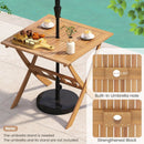 36-Inch Acacia Wood Folding Patio Dining Table with Umbrella Hole for 4 People by LJGDeals