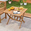 36-Inch Acacia Wood Folding Patio Dining Table with Umbrella Hole for 4 People by LJGDeals