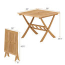 36-Inch Acacia Wood Folding Patio Dining Table with Umbrella Hole for 4 People by LJGDeals