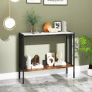 36 Inch Console Table 2-Tier Industrial Foyer Table with Sintered Stone Tabletop by LJGDeals